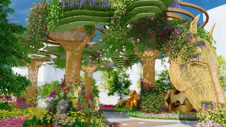 Linh vật Nhất mã thong dong cao gần 7m chế tác từ tre đan