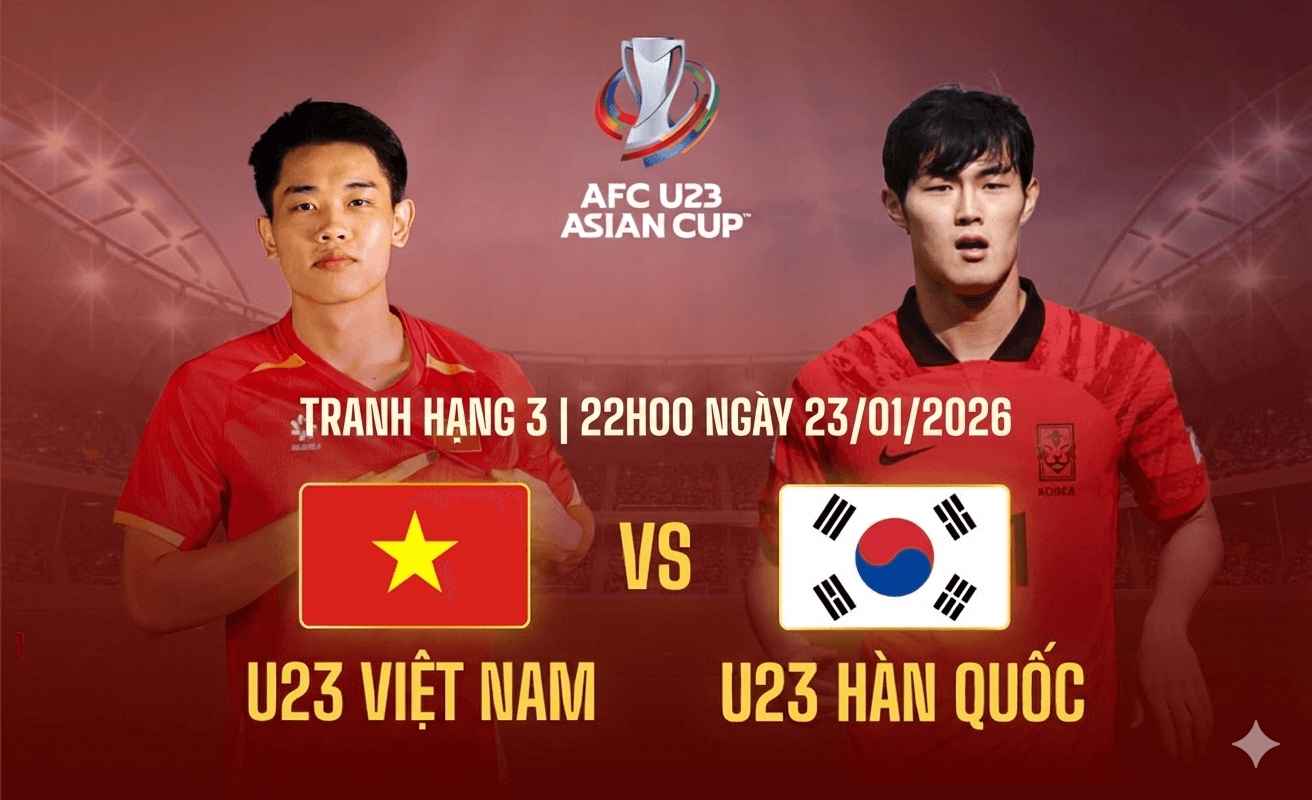 Trực tiếp U23 Việt Nam và U23 Hàn Quốc tranh hạng 3