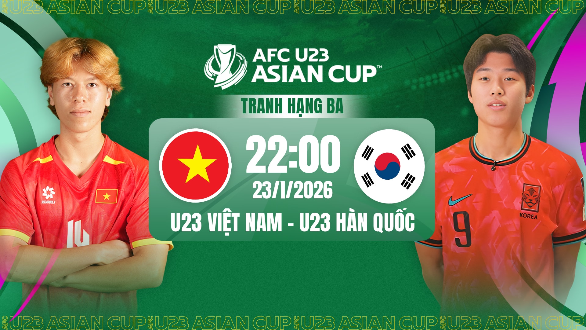 Link VTV2 VTV6 trực tiếp U23 Việt Nam đấu với U23 Hàn Quốc 