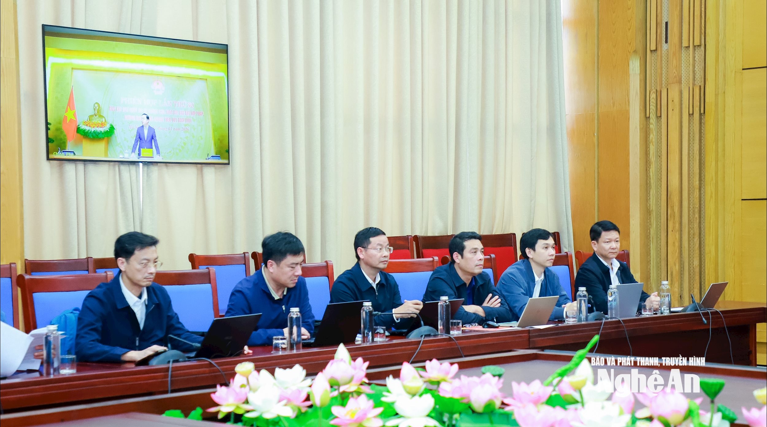 Các đại biểu dự tại điểm cầu UBND tỉnh Nghệ An. Ảnh: Thành Duy