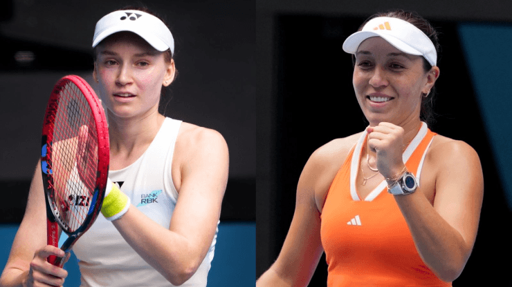 Cựu vô địch Wimbledon 2022, Rybakina (bên phải) có trận đấu dự báo quyết liệt với Pegula (bên trái)