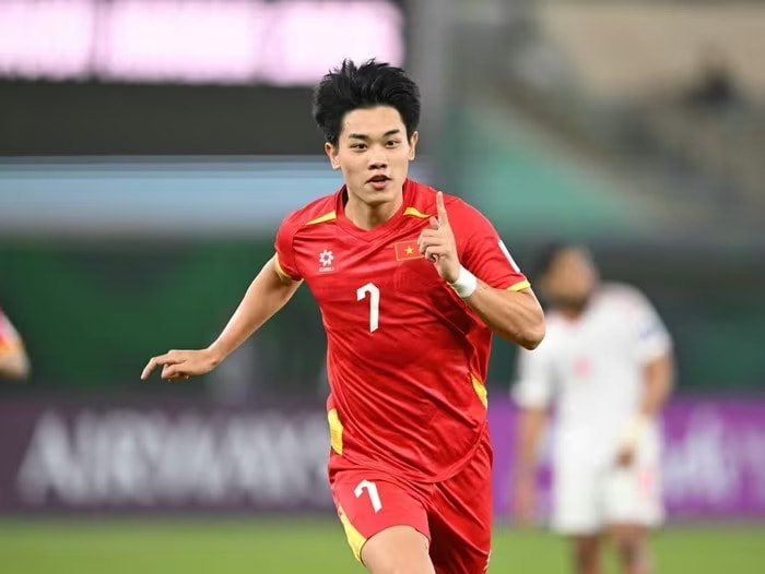 Đình Bắc mừng bàn thắng vào lưới U23 UAE.