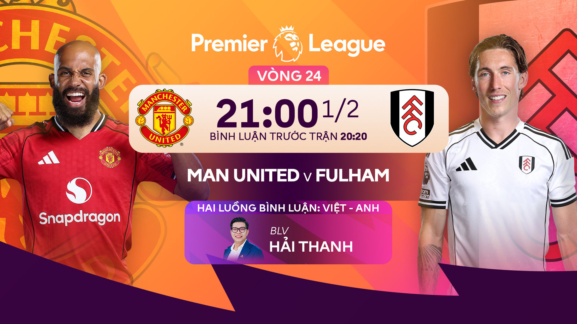 Link xem trực tiếp MU đấu với Fulham 21h 1/2/2026