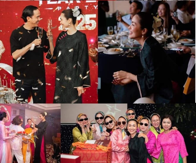 Vợ chồng Tăng Thanh Hà tổ chức tiệc tất niên.
