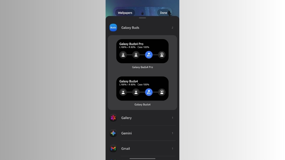 Các widget mang tên Galaxy Buds 4 và Galaxy Buds 4 Pro xuất hiện trong ứng dụng LockStar của Samsung