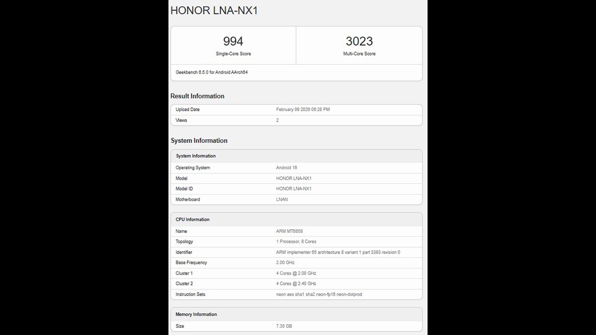 Điểm số hiệu năng đơn nhân và đa nhân của HONOR 600 Lite