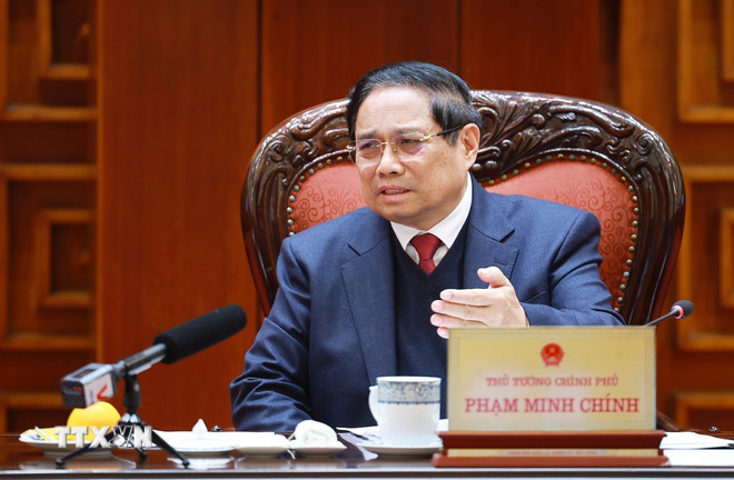 Thủ tướng Phạm Minh Chính chủ trì Phiên họp lần thứ năm của Ban Chỉ đạo xây dựng nhà máy điện hạt nhân. (Ảnh: Dương Giang/TTXVN) ttxvn-thu-tuong-chu-tri-phien-hop-lan-thu-nam-cua-ban-chi-dao-xay-dung-nha-may-dien-hat-nhan-1.jpg