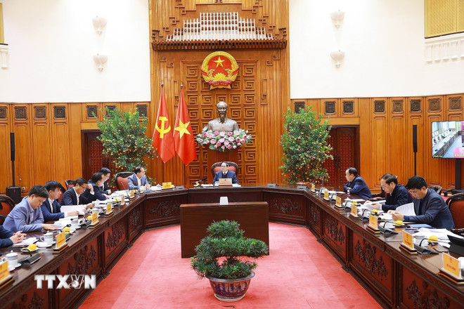 Thủ tướng Phạm Minh Chính phát biểu tại Phiên họp lần thứ năm của Ban Chỉ đạo xây dựng nhà máy điện hạt nhân. (Ảnh: Dương Giang/TTXVN) ttxvn-thu-tuong-chu-tri-hop-ban-chi-dao-xay-dung-nha-may-dien-hat-nhan-4.jpg