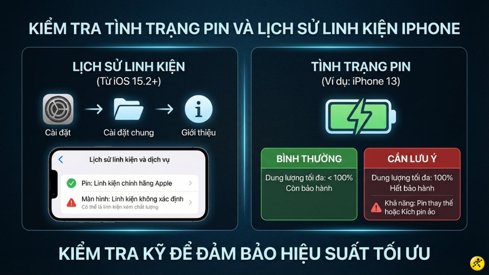 Xem lịch sử linh kiện và dung lượng pin iPhone