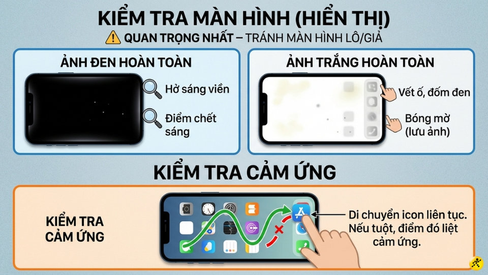 Thao tác kiểm tra màn hình và độ nhạy cảm ứng iPhone