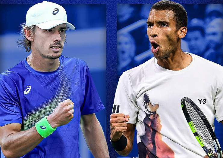 De Minaur (đội mũ) và Felix Auger-Aliassime là trận chung kết