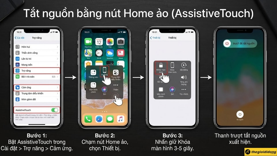 Dùng AssistiveTouch tắt nguồn