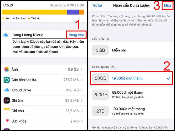 Nâng cấp gói iCloud+