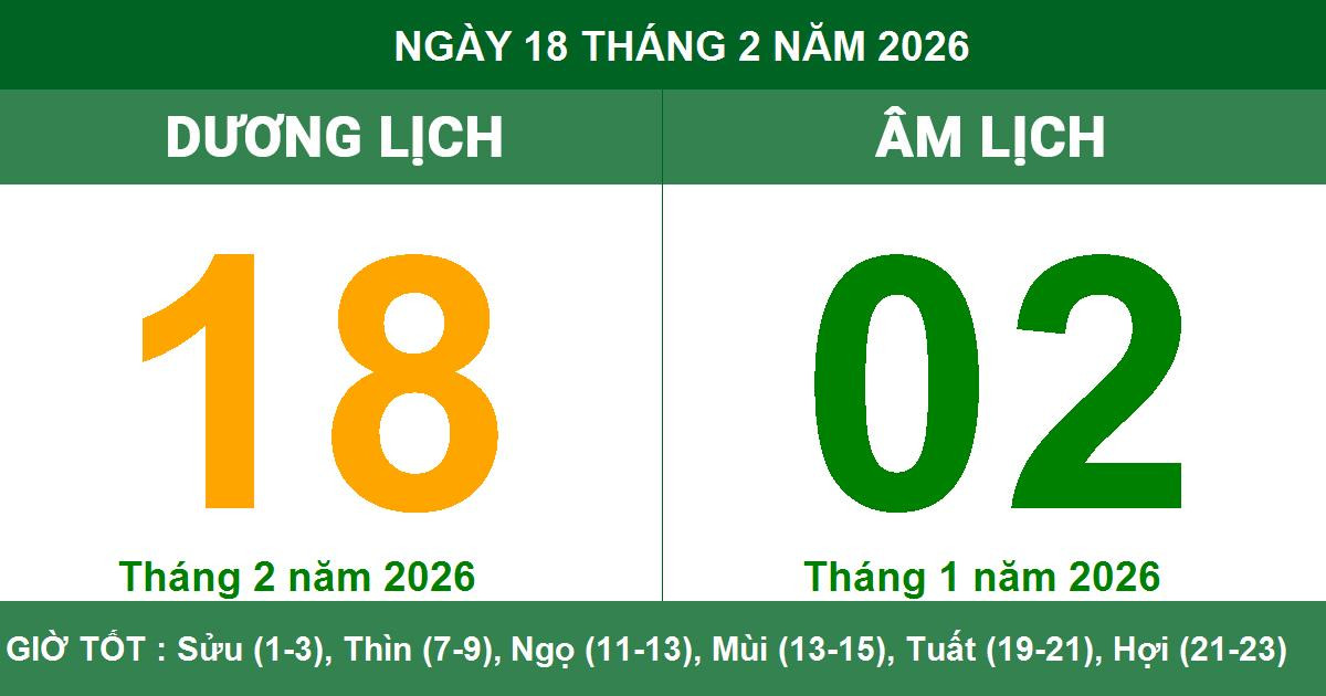 Lịch Âm Dương ngày 18/02/2026