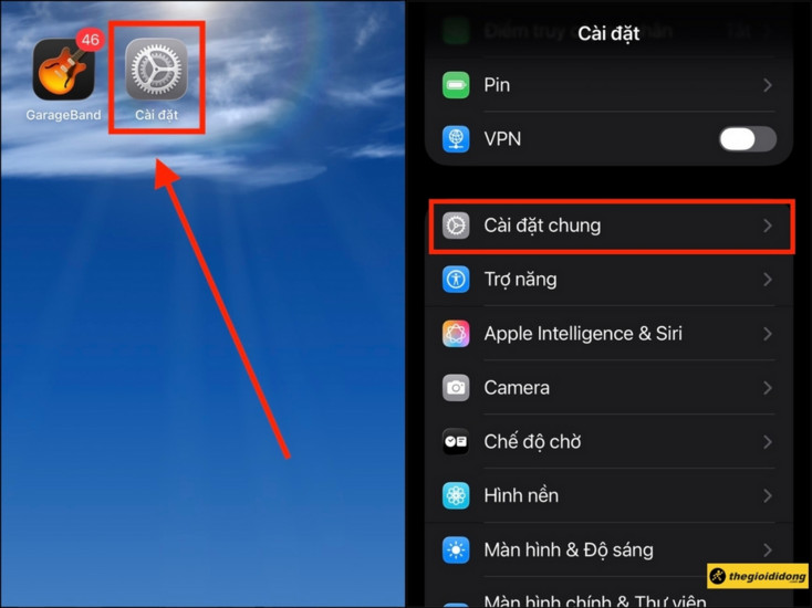 Truy cập Cài đặt chung trên iPhone