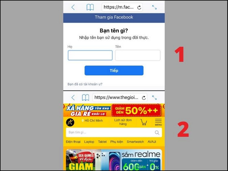 Sử dụng hai trình duyệt web đồng thời trên iPhone