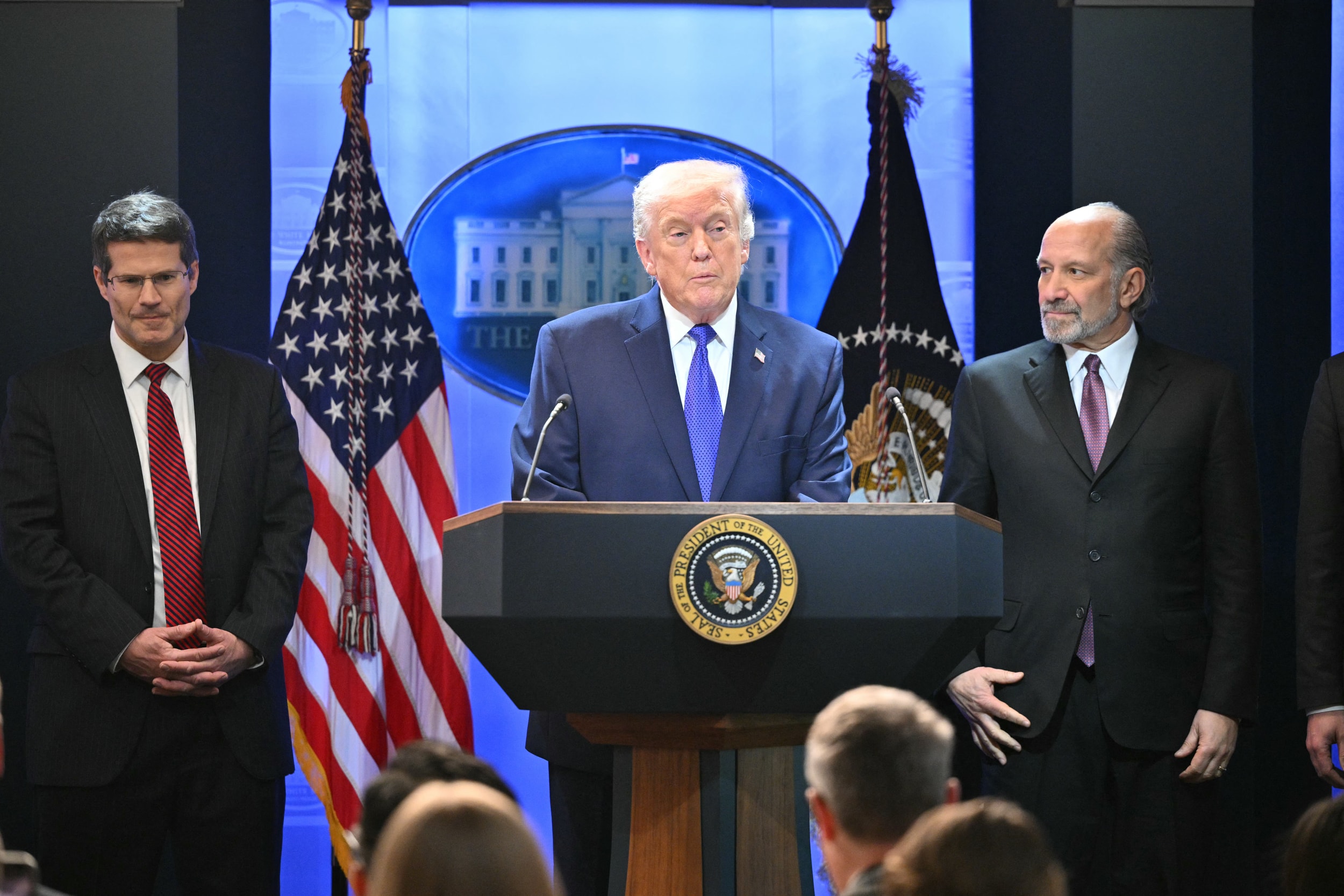 Tổng thống Mỹ Donald Trump phát biểu trong cuộc họp báo tại Phòng họp báo Brady, Nhà Trắng (Washington, DC) ngày 20/2. Ảnh: AFP