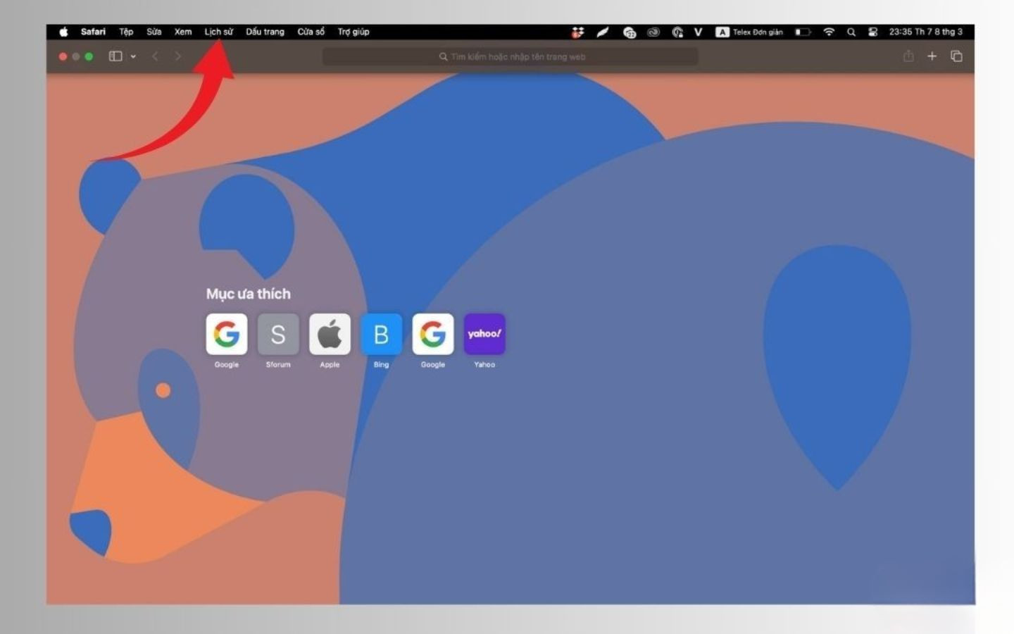 Menu lịch sử trên macOS