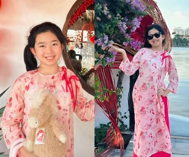 Con gái của cố diễn viên Mai Phương ra dáng thiếu nữ khi diện áo dài vào ngày đầu năm mới.