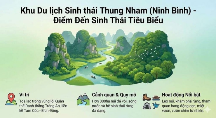 Toàn cảnh khu du lịch sinh thái Thung Nham giữa núi rừng Ninh Bình