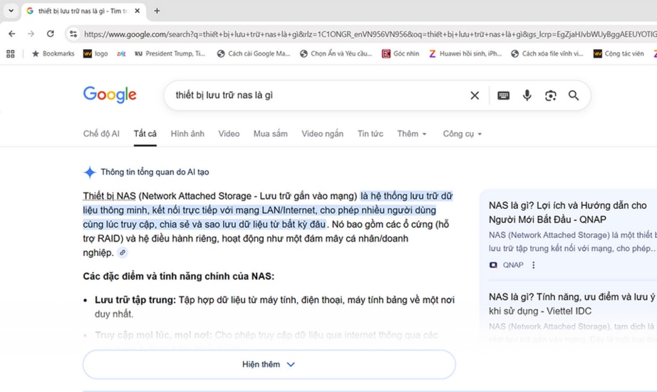 Kết quả tìm kiếm hiển thị AI Overview