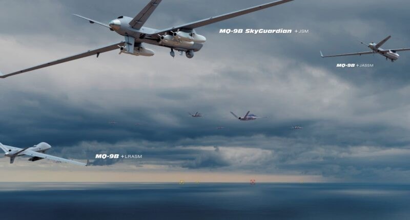 Drone MQ-9B được trang bị hệ thống tên lửa mới phục vụ nhiệm vụ quân sự