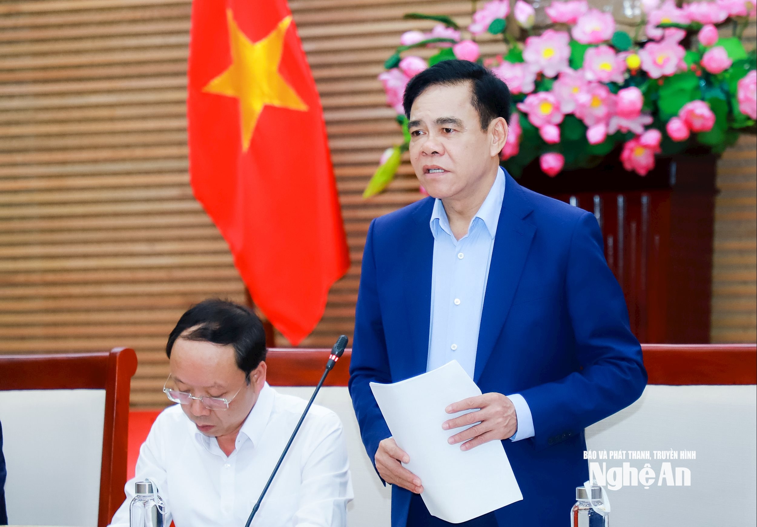 Đồng chí Võ Trọng Hải - Phó Bí thư Tỉnh ủy, Chủ tịch UBND tỉnh phát biểu tại phiên họp. Ảnh: Thành Duy