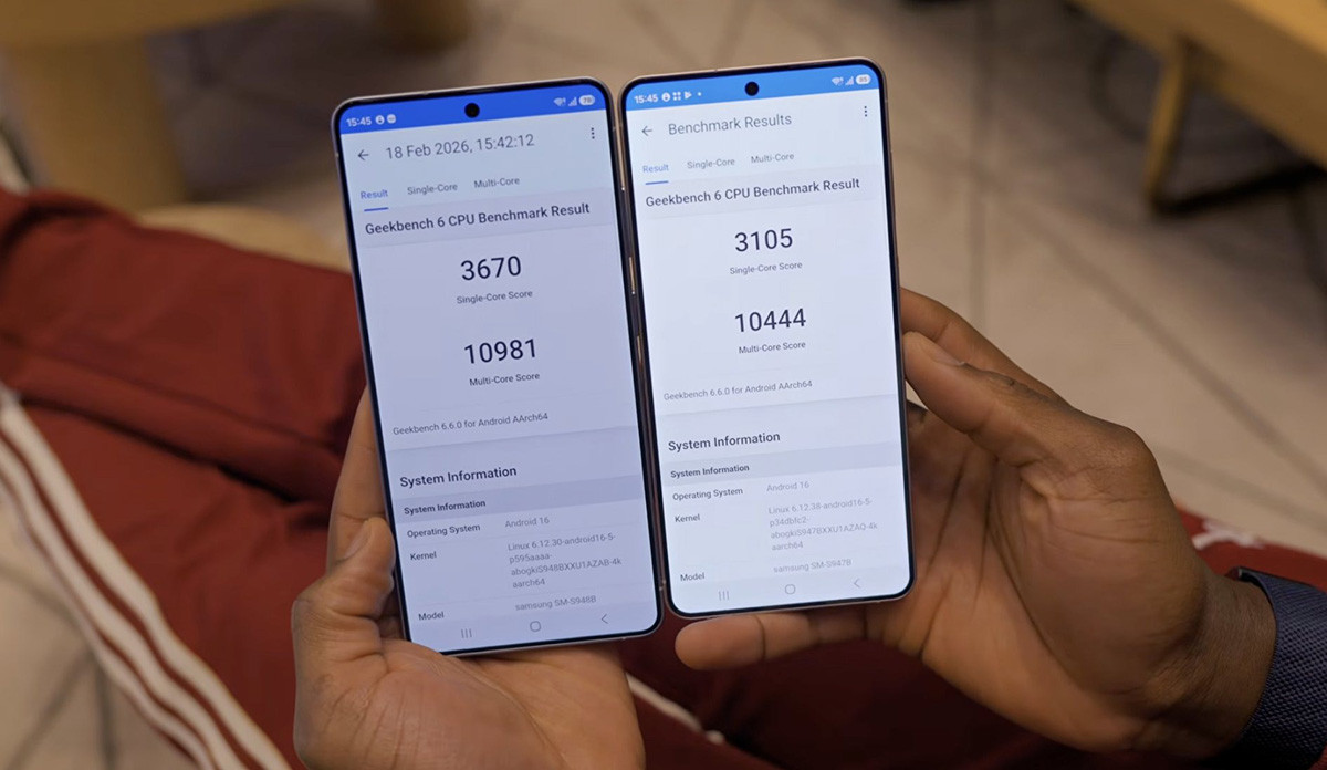 Điểm số Geekbench của Galaxy S26 dùng chip Snapdragon 8 Elite Gen 5 và Exynos 2600