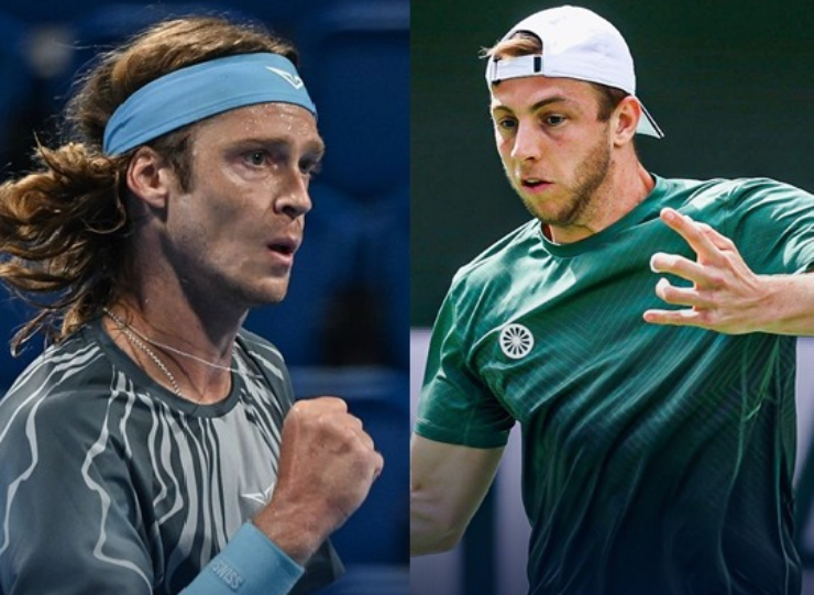 Rublev (bên trái) toàn thắng Griekspoor (bên phải) ở 3 lần đối đầu trước đó