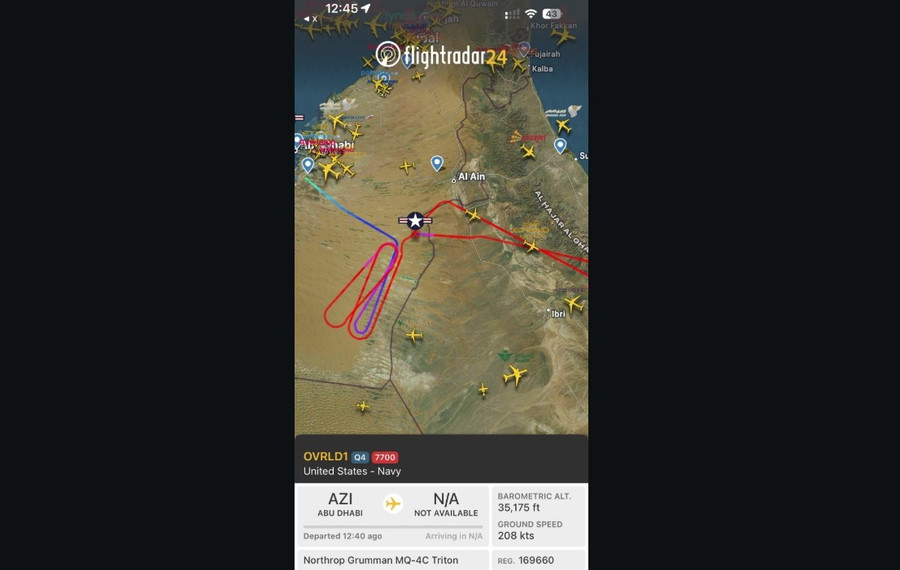 Tín hiệu khẩn cấp 7700 của MQ-4C Triton trên Flightradar24
