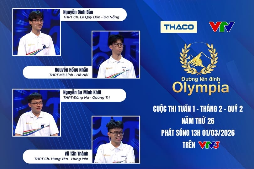 Nguyễn Sư Minh Khôi giành vòng nguyệt quế Đường lên đỉnh Olympia tuần này.