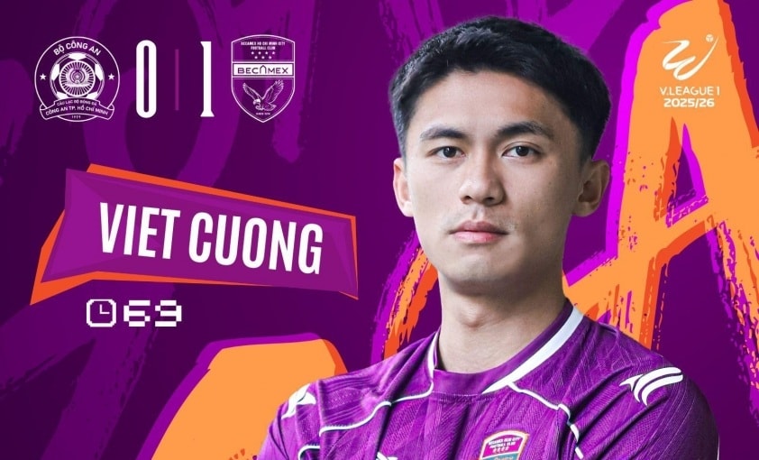 Việt Cường ghi bàn thắng duy nhất giúp Becamex TP.HCM giành chiến thắng.