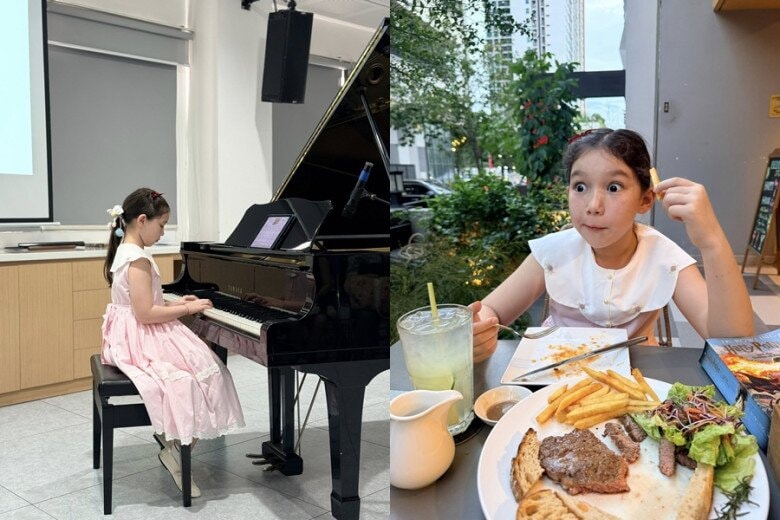 Hà Anh chia sẻ khoảnh khắc đáng yêu của con gái khi lần đầu đứng trên sân khấu trường học