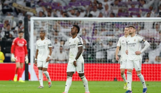 Vinicius đơn độc trên hàng công của Real Madrid trong trận đấu với Getafe.