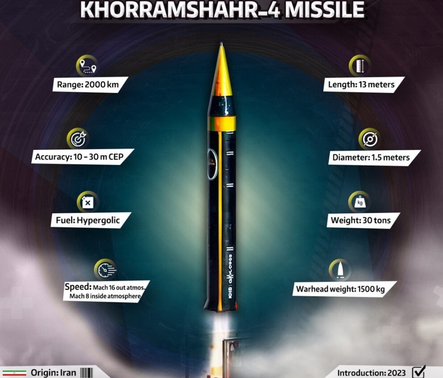 Tên lửa đạn đạo Khorramshahr 4 của Iran với thiết kế khí động học cải tiến