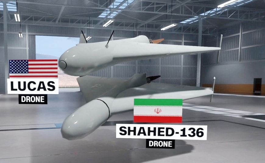Đồ họa so sánh UAV LUCAS và Shahed-136