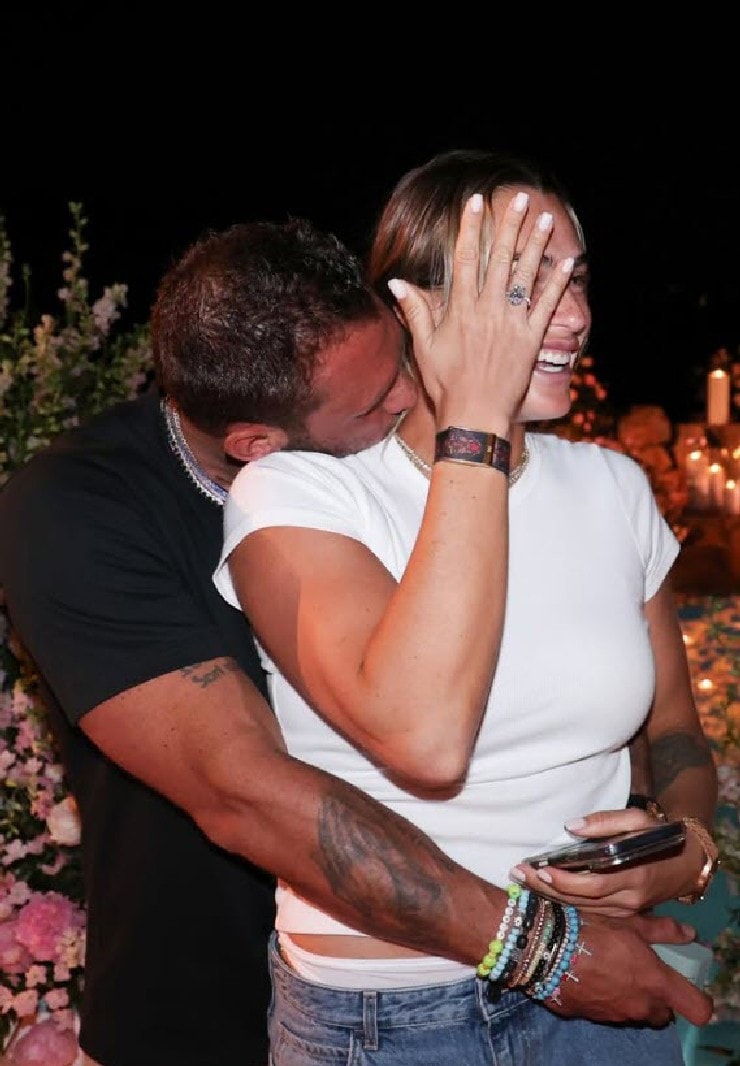 Sabalenka và bạn trai Georgios Frangulis trong khoảnh khắc hạnh phúc