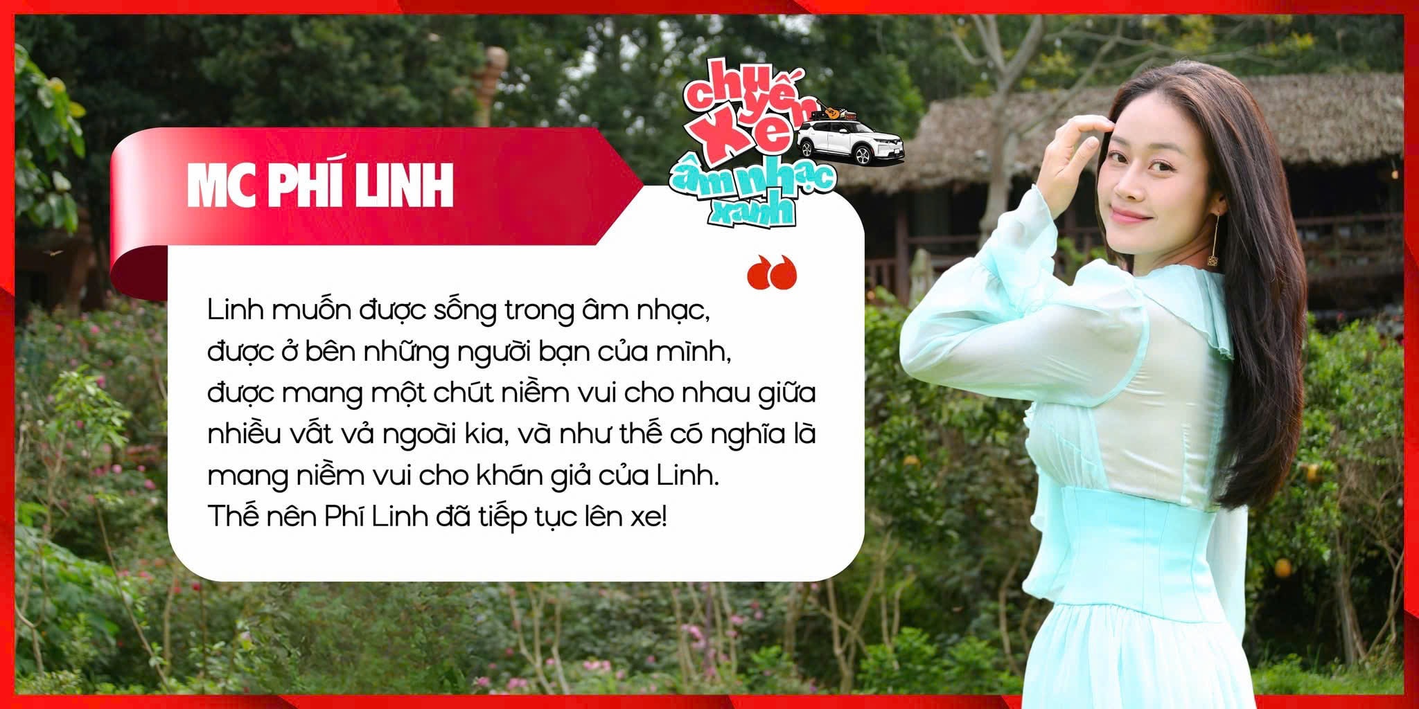 MC Phí Linh tiếp tục đồng hành cùng chuyến xe âm nhạc để lan tỏa thông điệp tích cực.