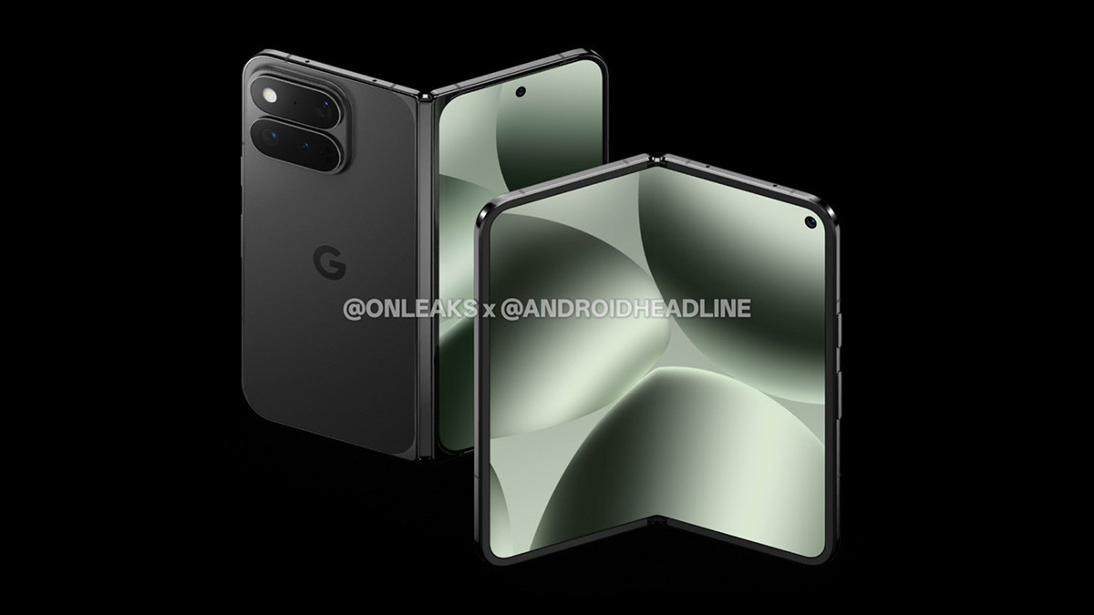 Ảnh render Google Pixel 11 Pro Fold với thiết kế mỏng hơn
