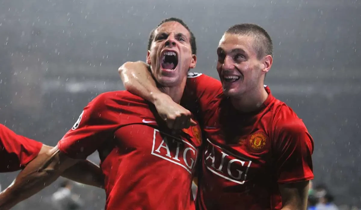Cầu thủ Manchester United ăn mừng chức vô địch Champions League tại Moscow năm 2008.