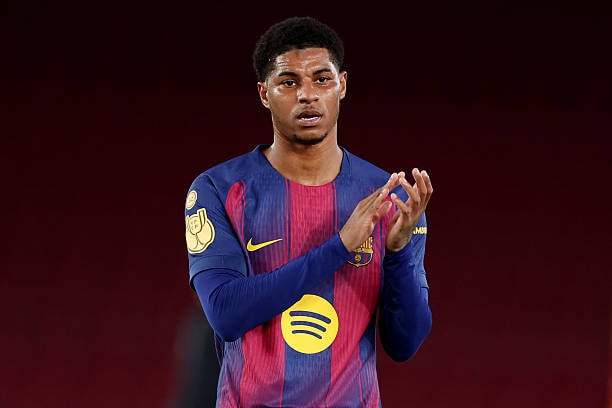 Marcus Rashford ăn mừng bàn thắng trong màu áo Barcelona