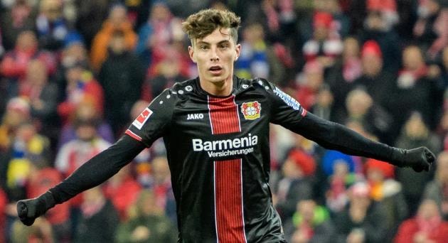 Kai Havertz trong màu áo Bayer Leverkusen thời điểm bắt đầu sự nghiệp chuyên nghiệp.