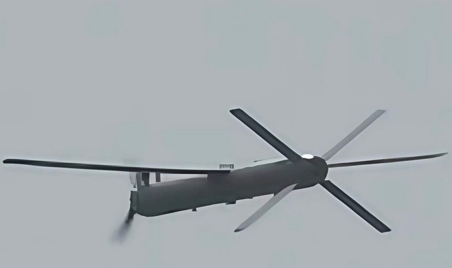 Góc nhìn phía sau của drone Shahed-101 với thiết kế đuôi chữ V