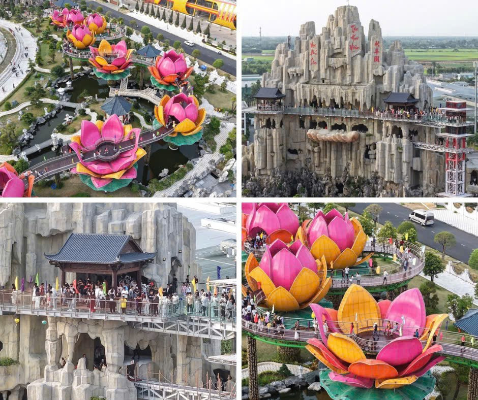Toàn cảnh Liên Hoa Bảo Tháp nhìn từ xa