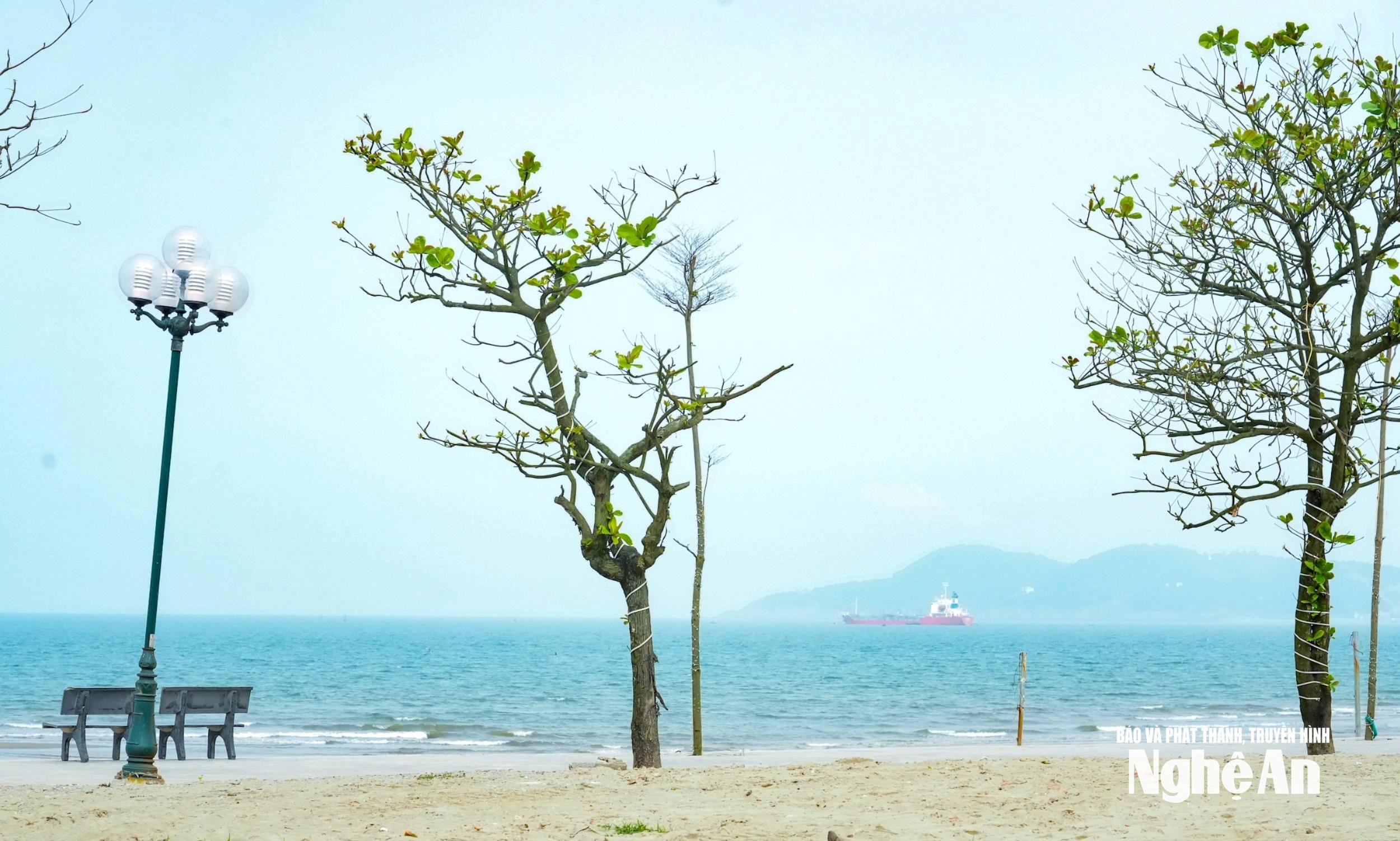 Một góc biển Cửa Lò mùa vắng khách. Ảnh: Minh Quân