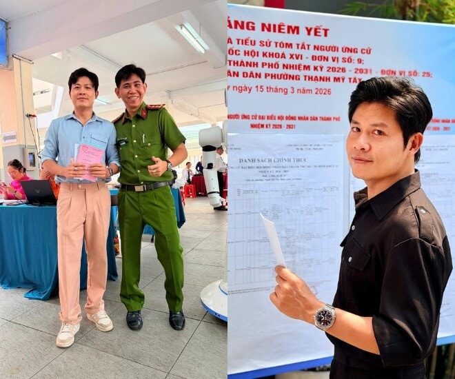 Nguyễn Văn Chung có mặt sớm tại địa điểm bầu cử ở nơi anh sinh sống.