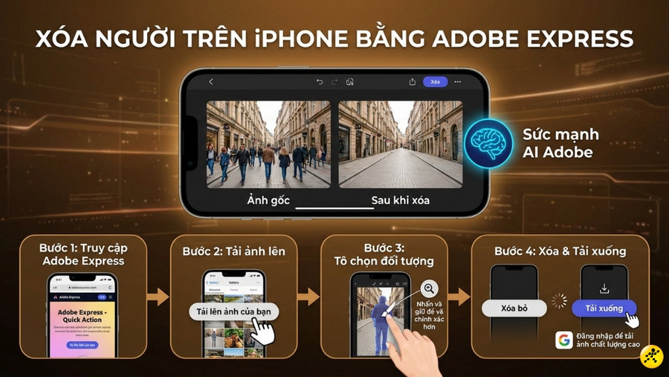 Sử dụng Adobe Express để xóa người chuyên nghiệp