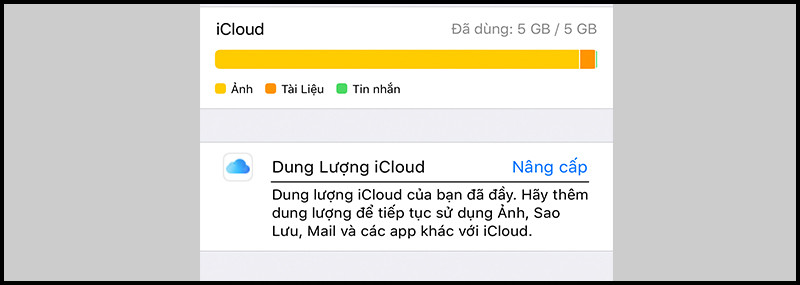 Thông báo iCloud đầy bộ nhớ