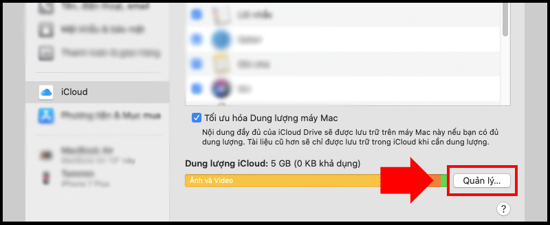 Quản lý iCloud trên macOS