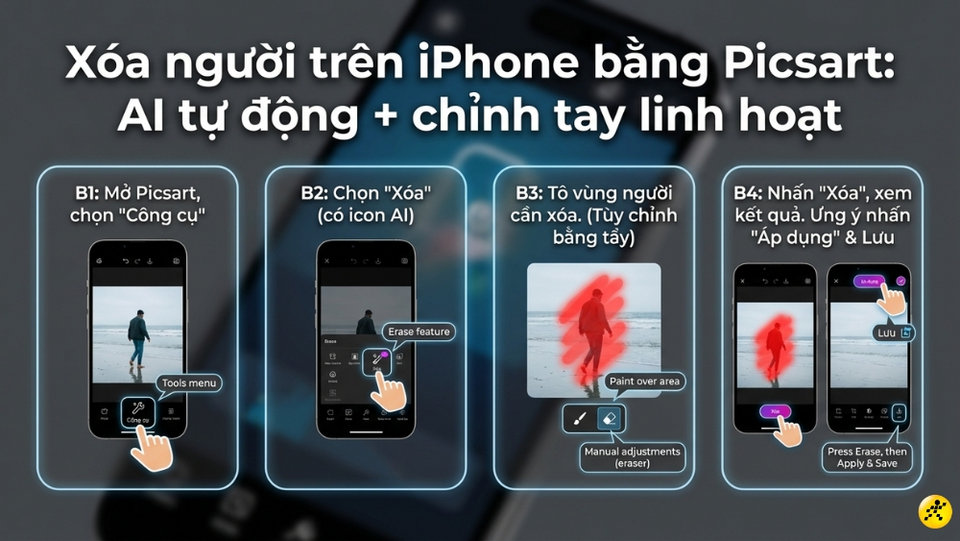 Xóa vật thể bằng công cụ AI trên Picsart